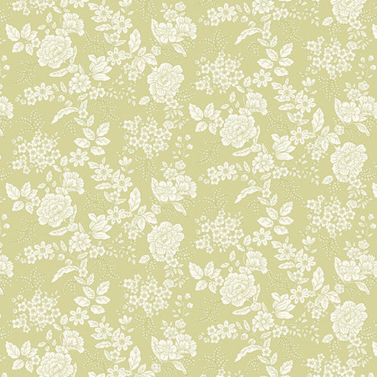 Fabric Henry Glass Light Green Floral Tranquility by the Quarter Yard 826-60